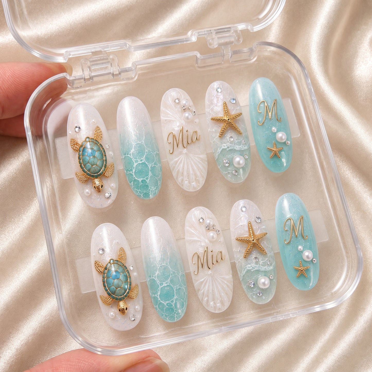 Sea Turtle Pearl - Personalized Press-On Nails