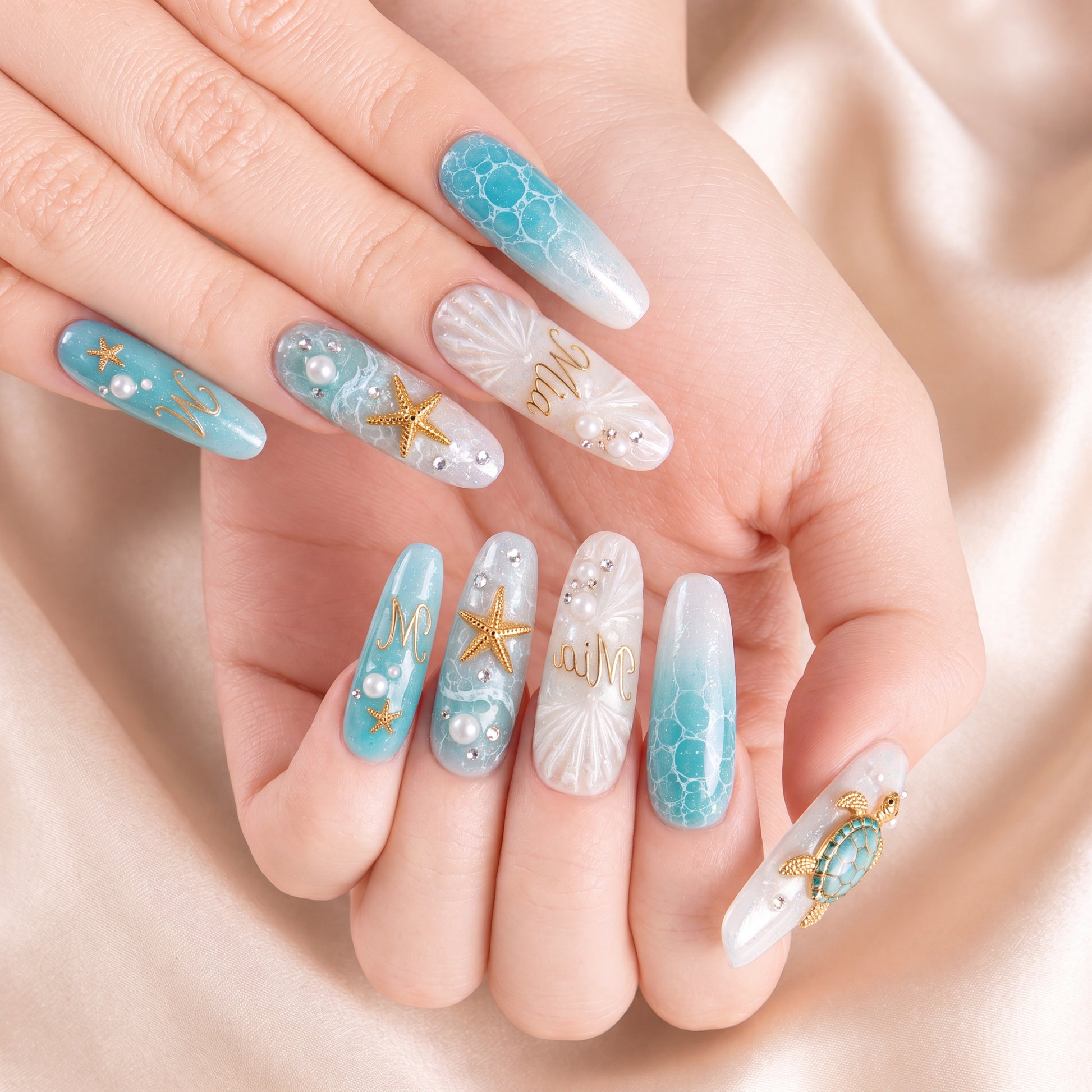Sea Turtle Pearl - Personalized Press-On Nails