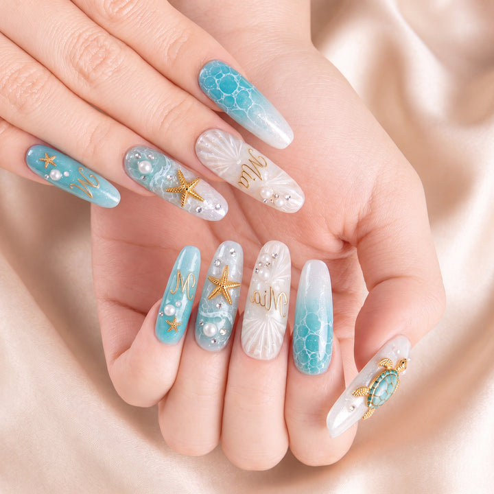 Sea Turtle Pearl - Personalized Press-On Nails
