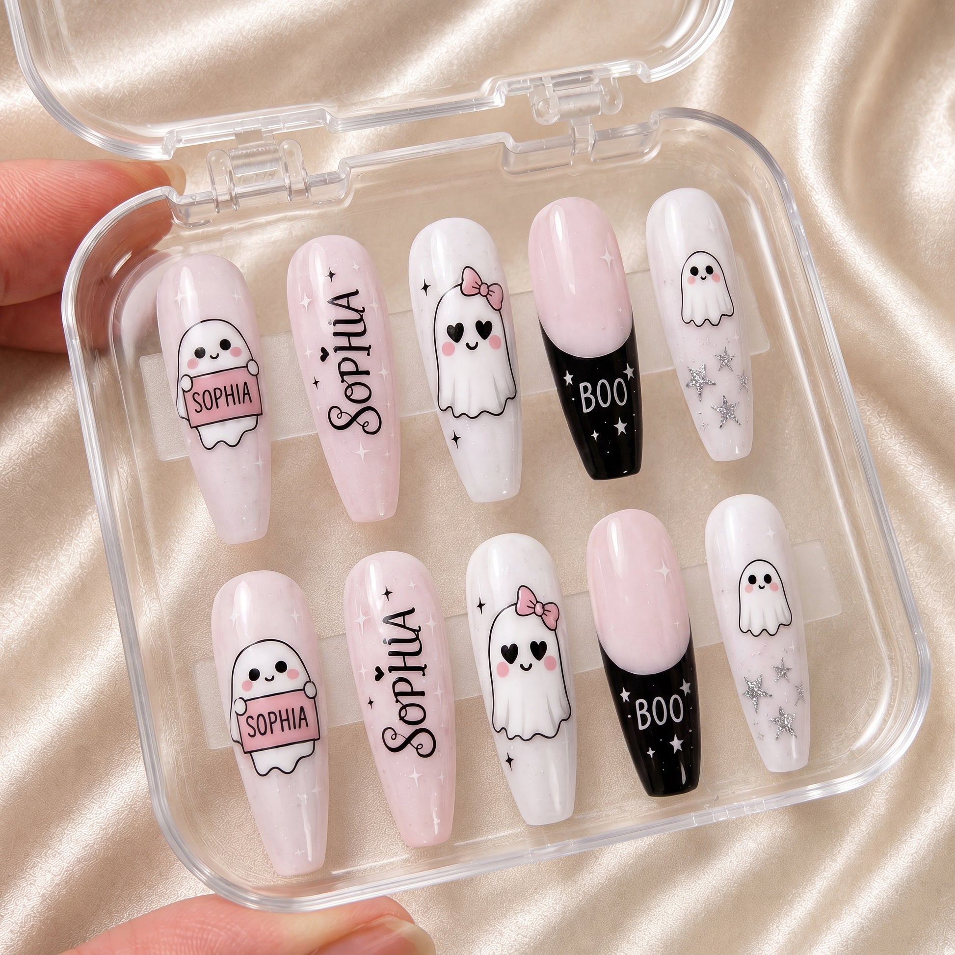 Boo-tiful Ghost Charm - Personalized Press-On Nails