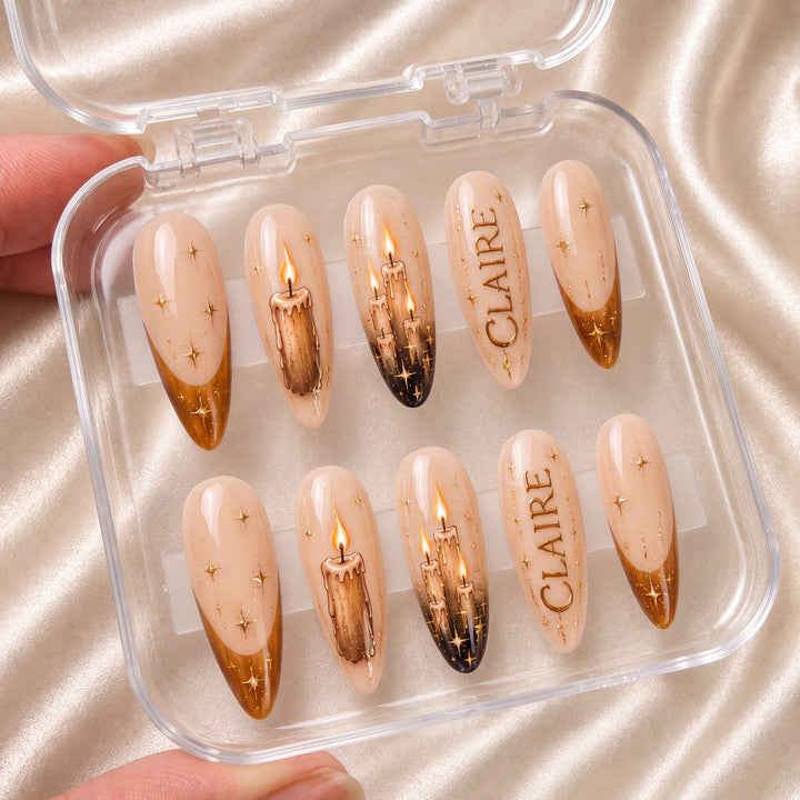 Candlelight Glow - Personalized Press-On Nails