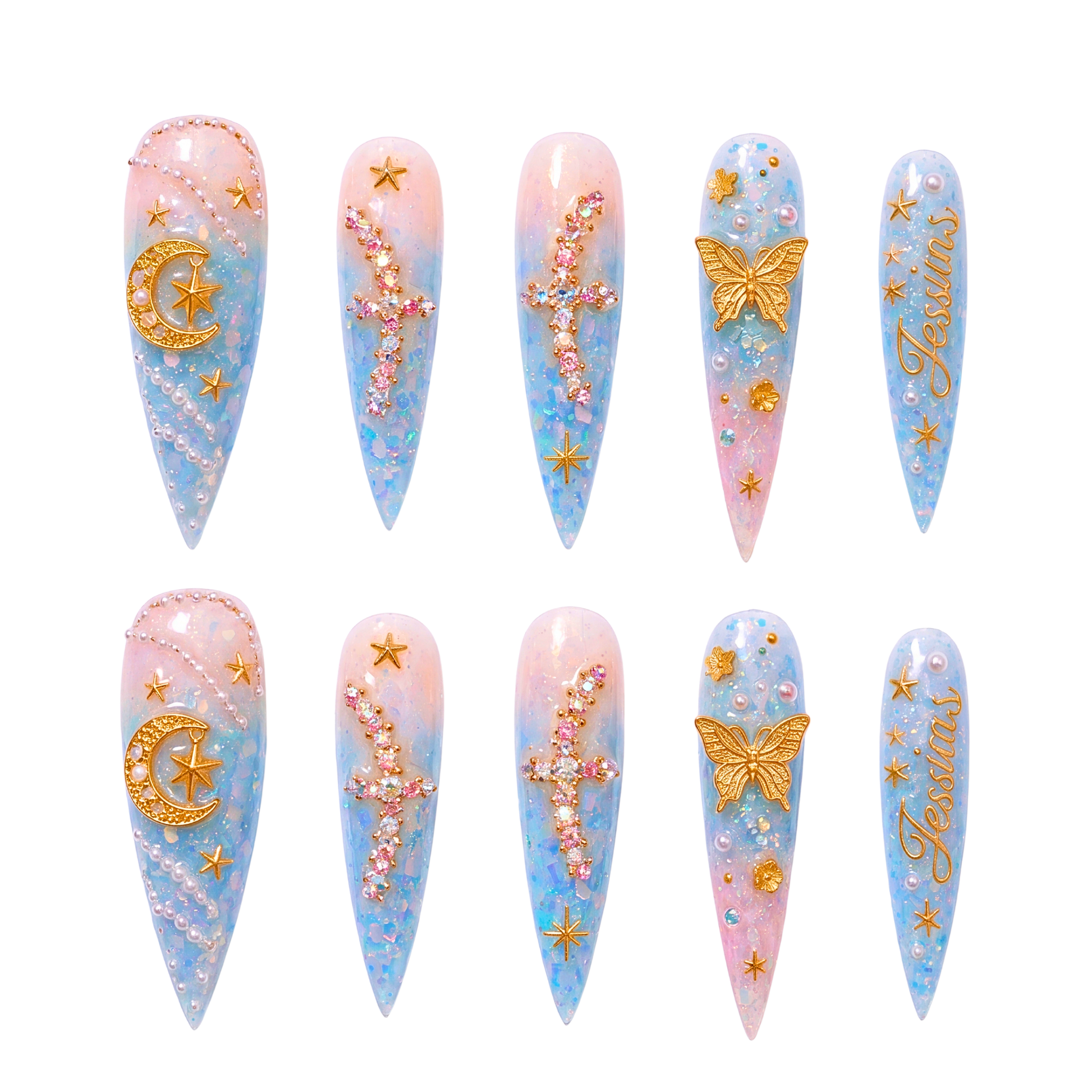 Butterfly Veil - Personalized Press-On Nails