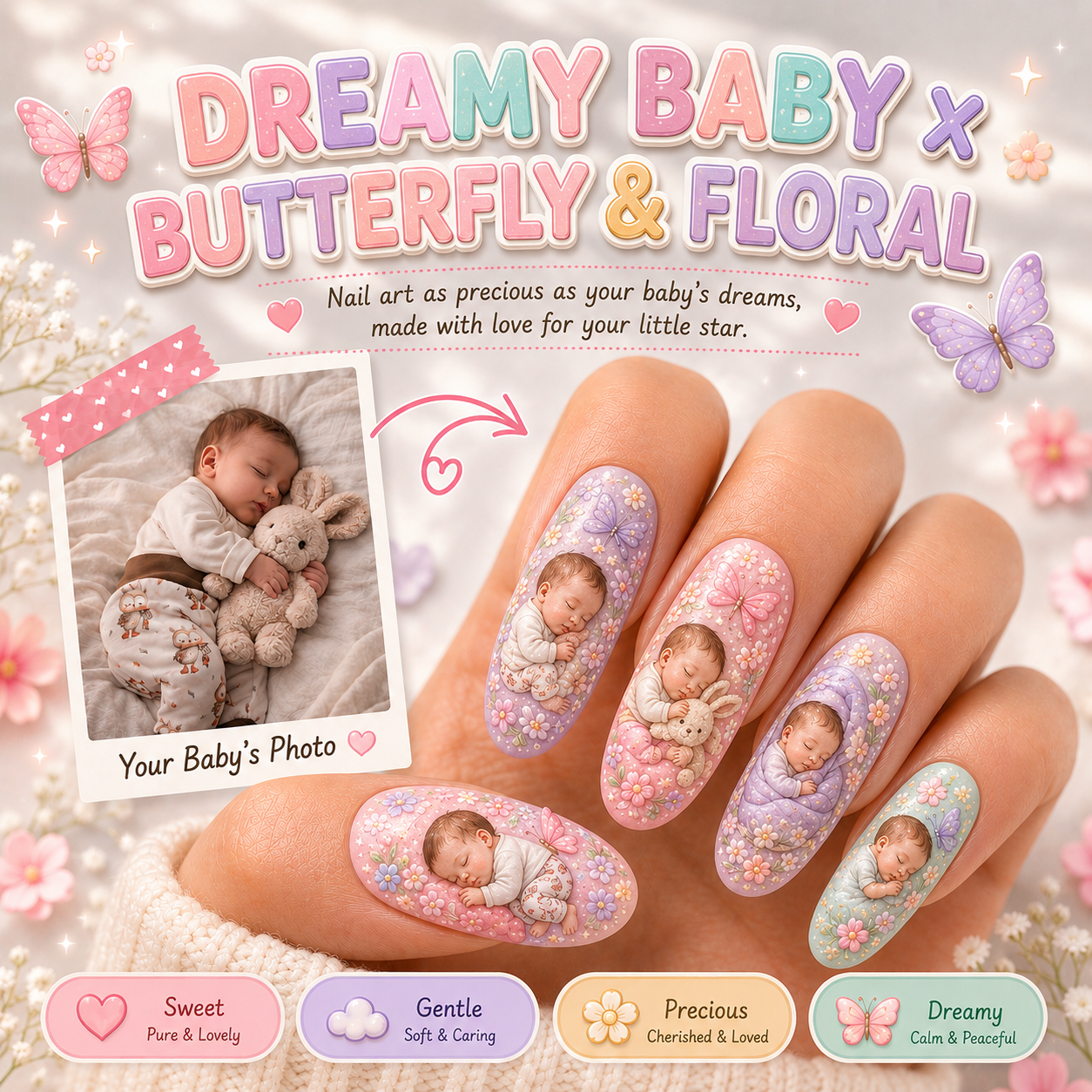 CUSTOMIZE YOUR BABY PRINTED ON NAILS