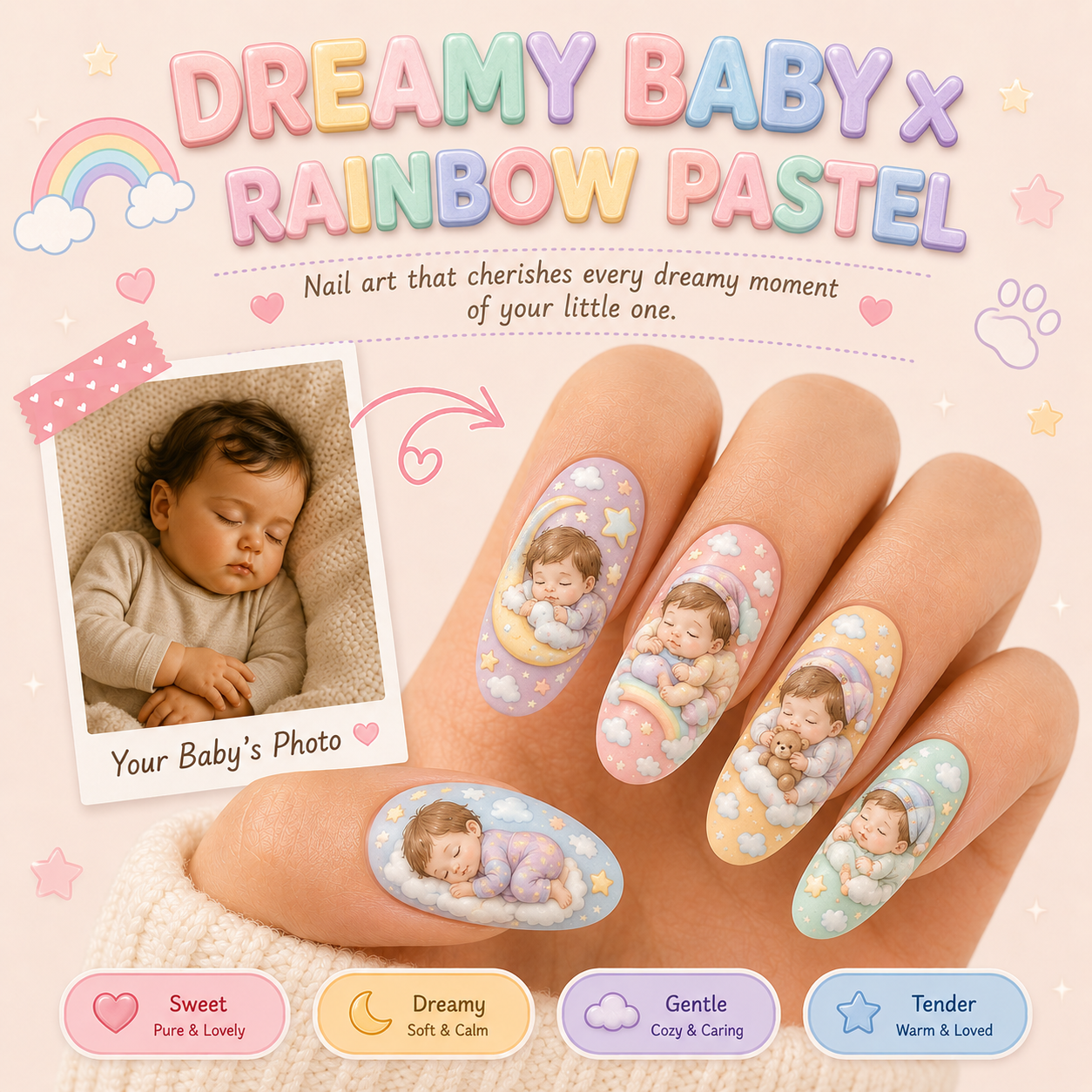 CUSTOMIZE YOUR BABY PRINTED ON NAILS