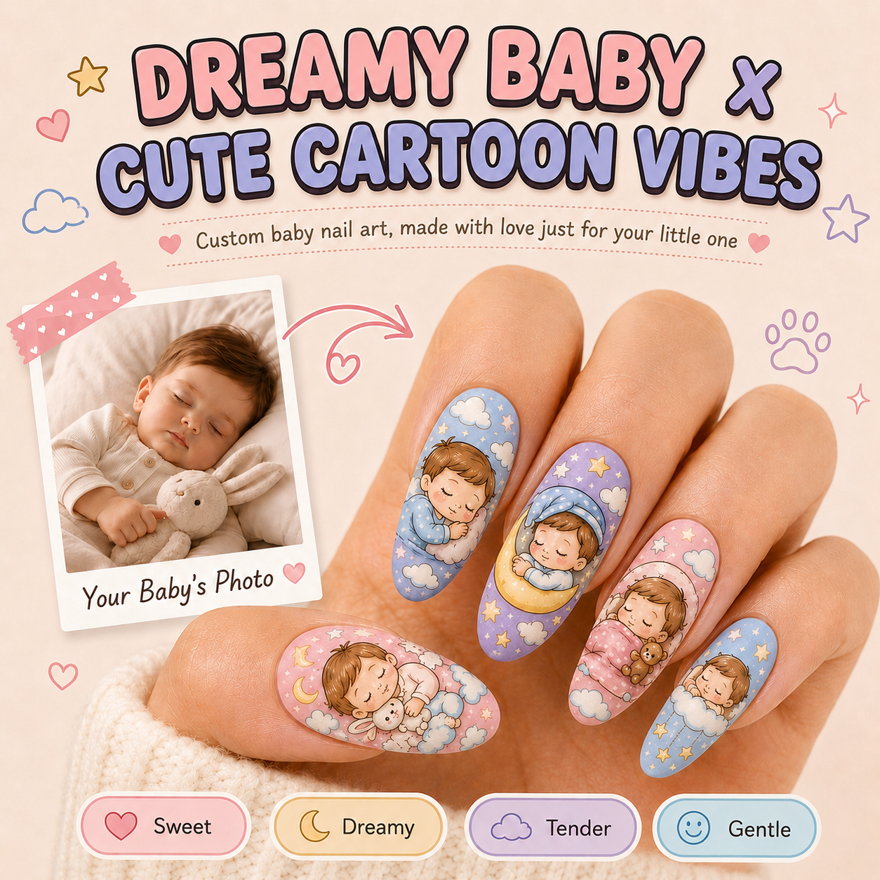 CUSTOMIZE YOUR BABY PRINTED ON NAILS