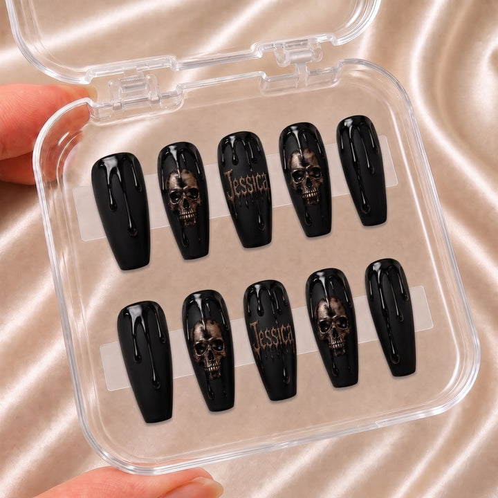 Black Skull - Personalized Press-On Nails