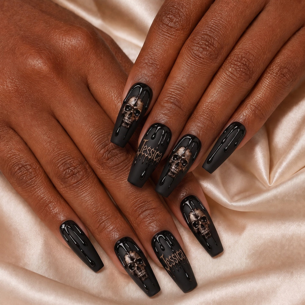 Black Skull - Personalized Press-On Nails