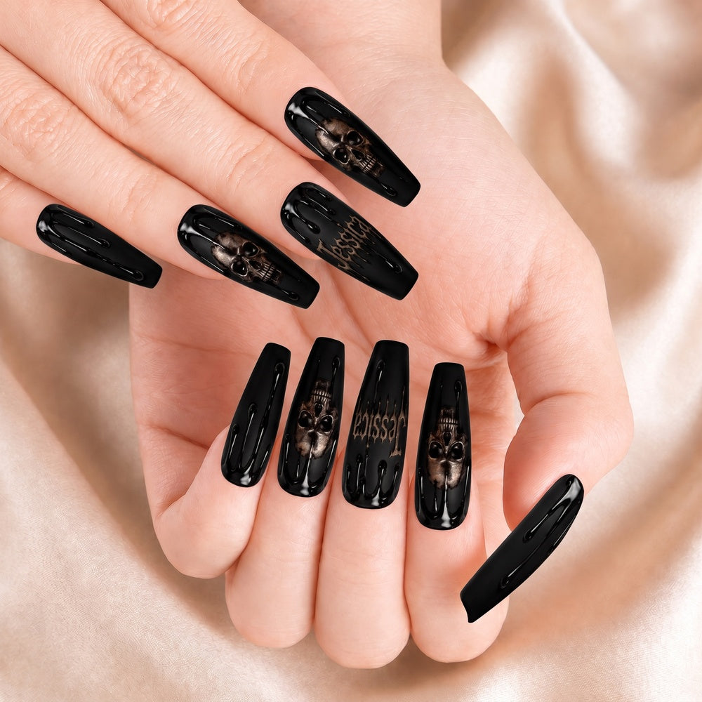 Black Skull - Personalized Press-On Nails