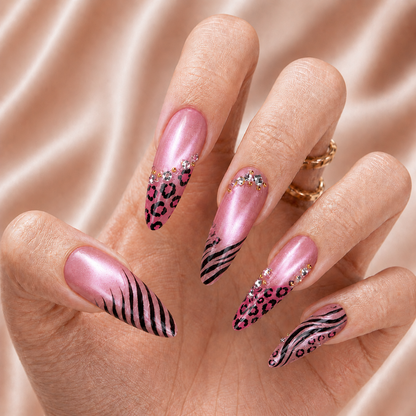 Pink Leopard Cat Eye - Press-On Nails