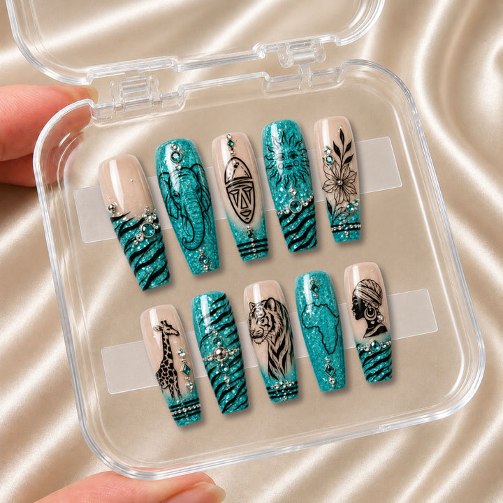 Tiffany Blue Glitter - Press-On Nails