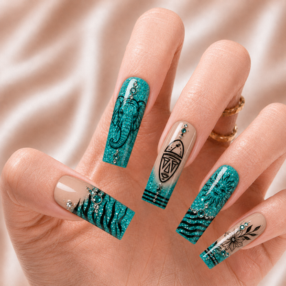 Tiffany Blue Glitter - Press-On Nails