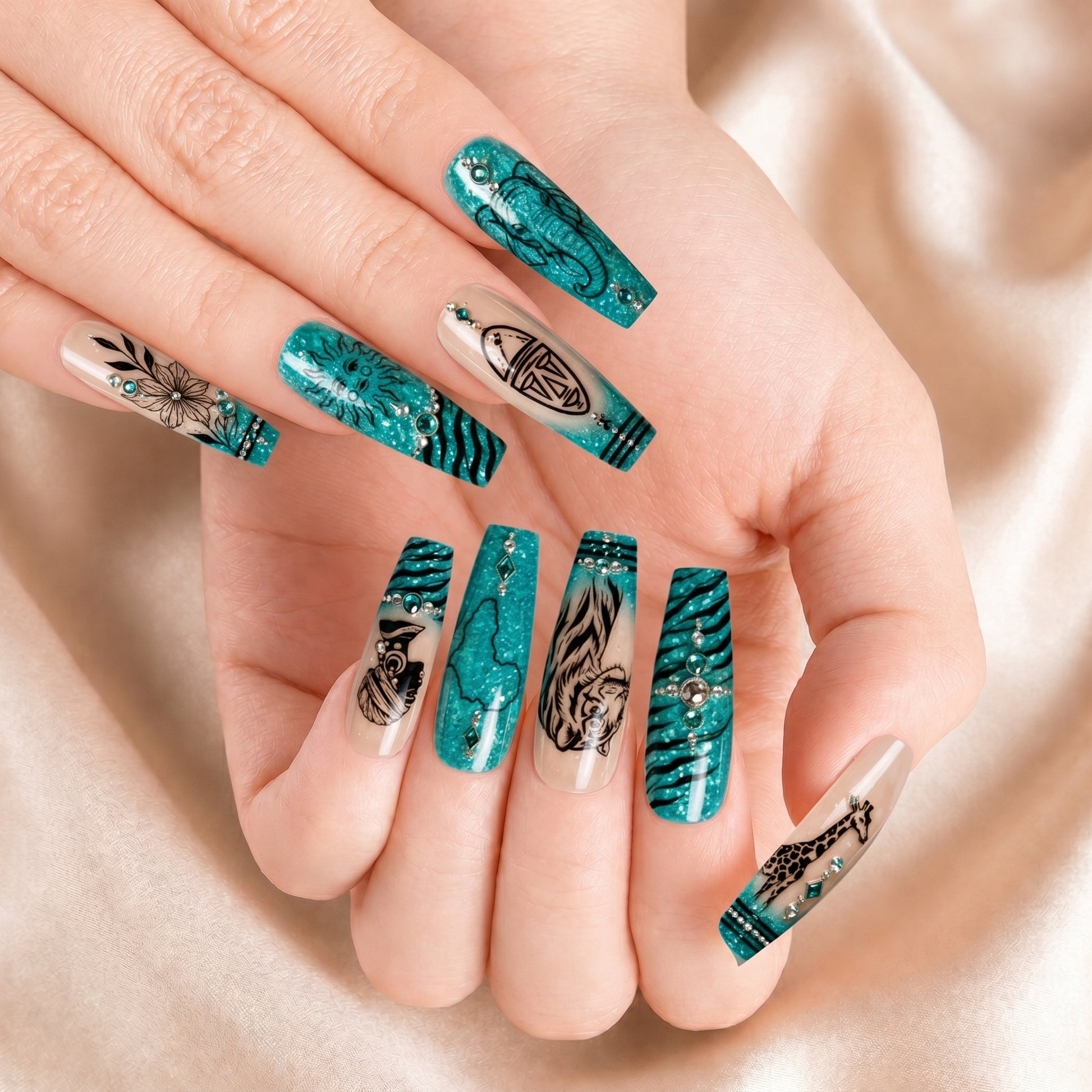 Tiffany Blue Glitter - Press-On Nails
