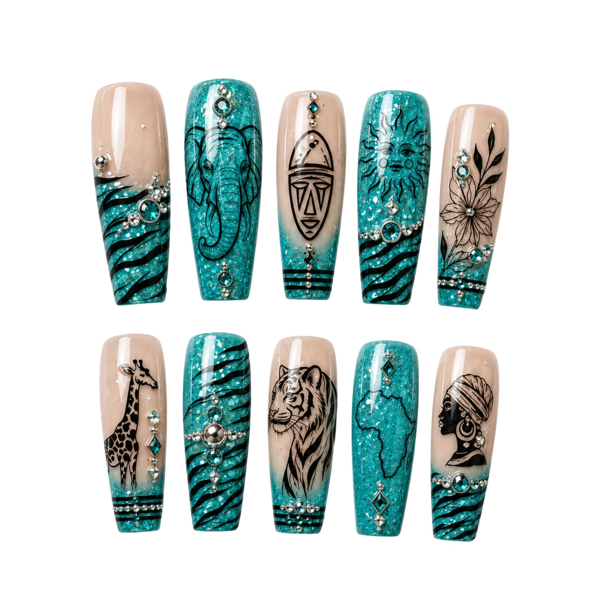 Tiffany Blue Glitter - Press-On Nails