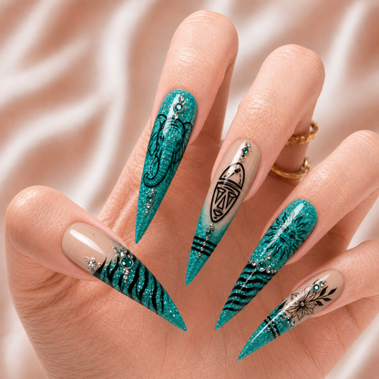 Tiffany Blue Glitter - Press-On Nails