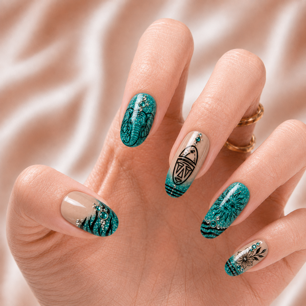 Tiffany Blue Glitter - Press-On Nails