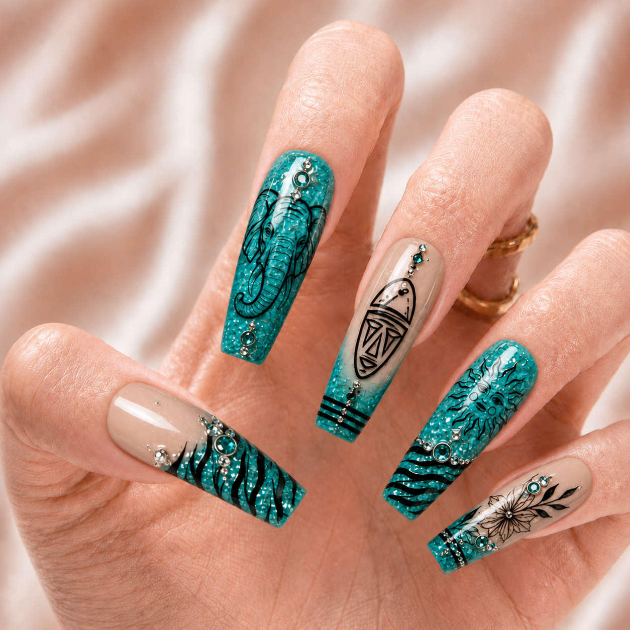 Tiffany Blue Glitter - Press-On Nails