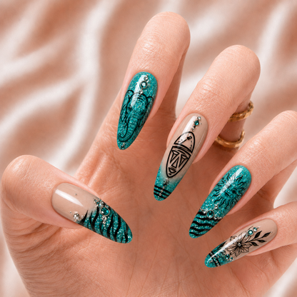Tiffany Blue Glitter - Press-On Nails