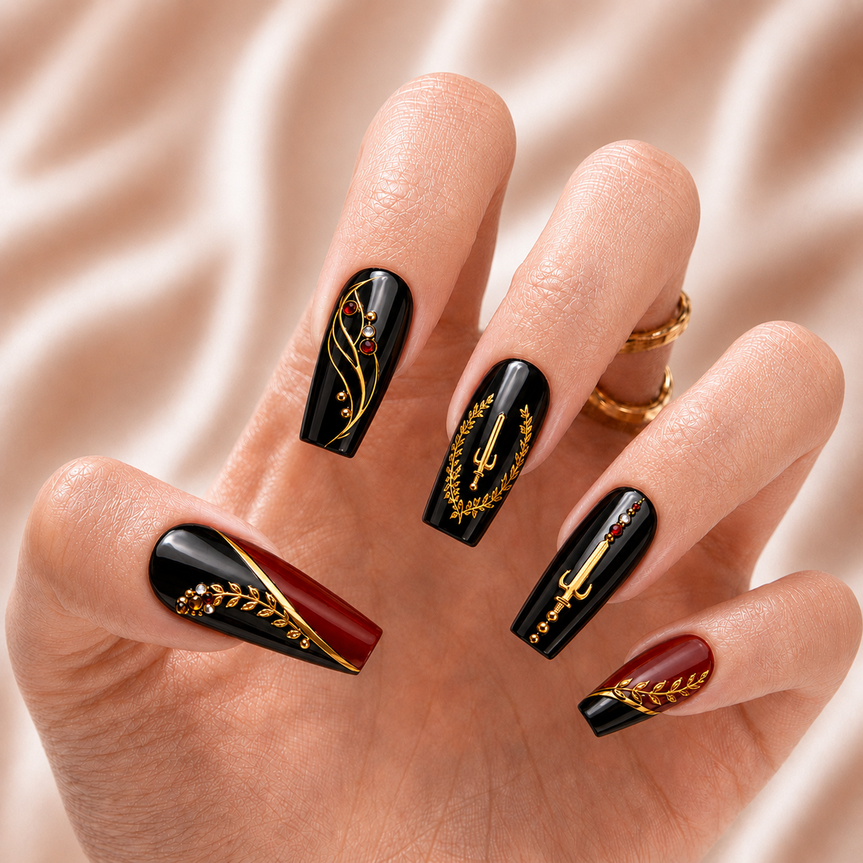 Black American Heritage Flag - Press-On Nails