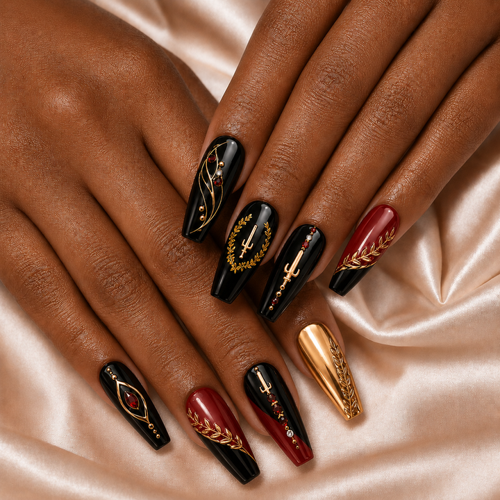 Black American Heritage Flag - Press-On Nails