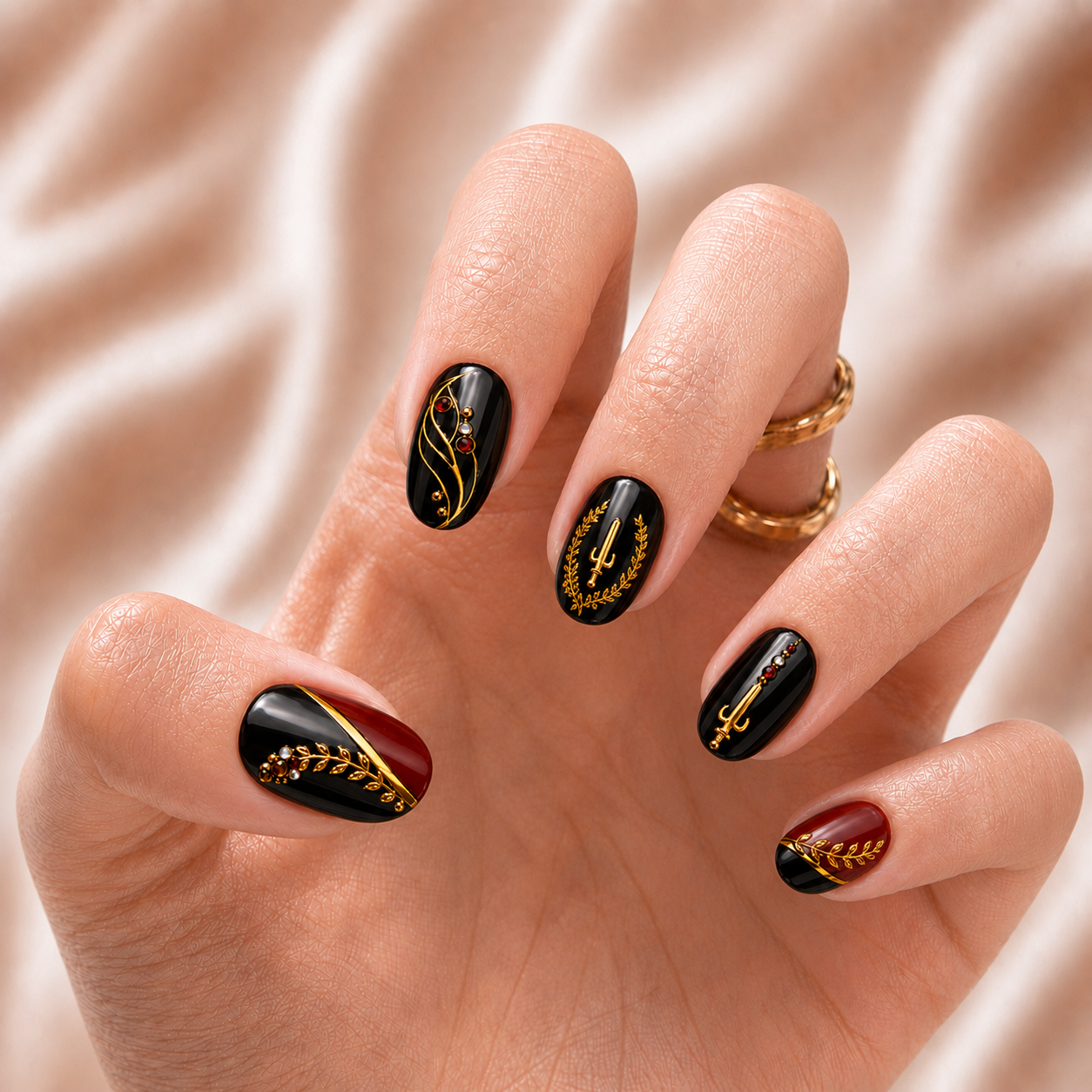 Black American Heritage Flag - Press-On Nails