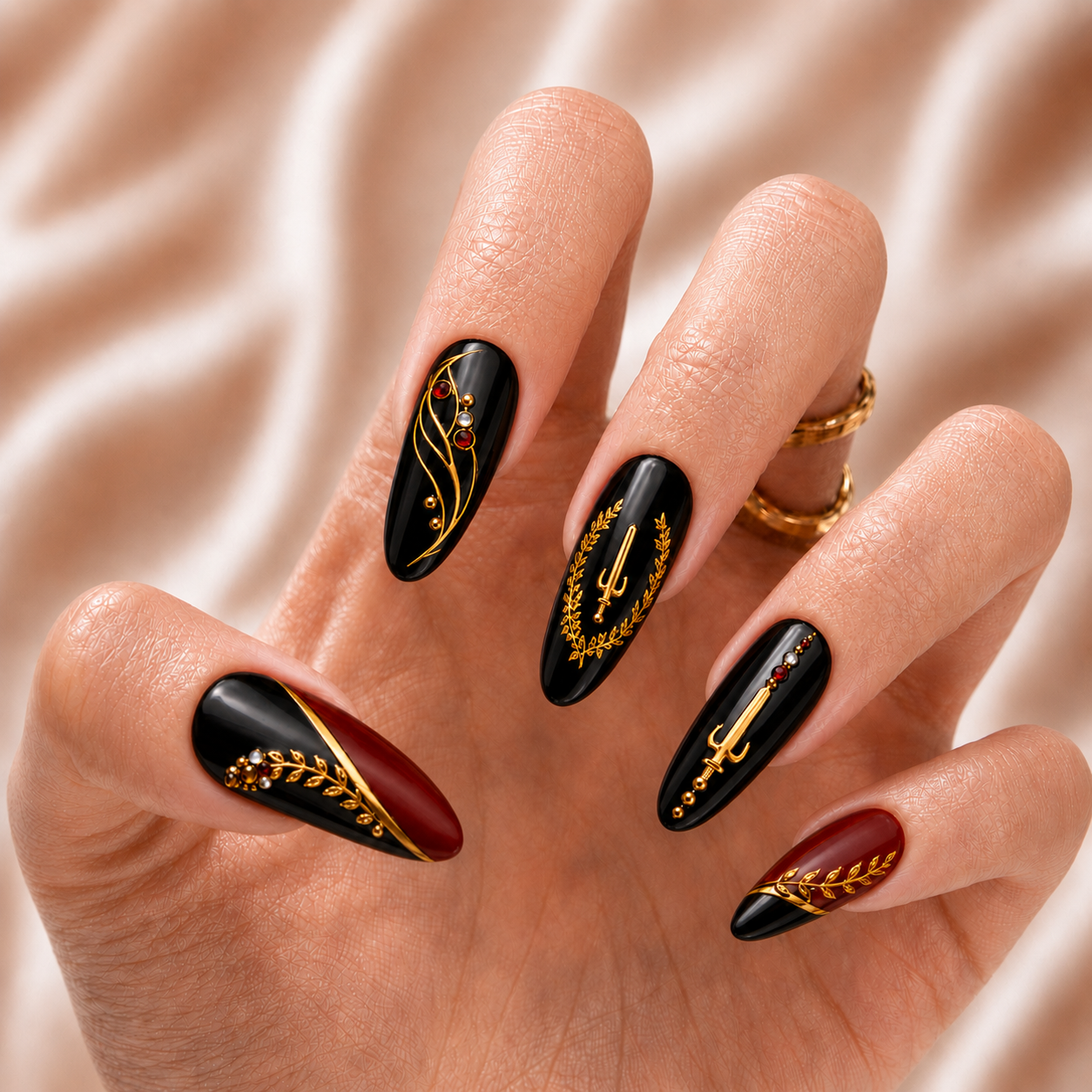 Black American Heritage Flag - Press-On Nails
