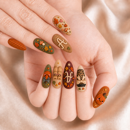 Cozy Pumpkin - Personalized Press-On Nails