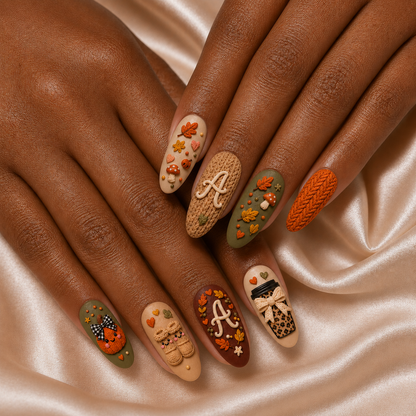 Cozy Pumpkin - Personalized Press-On Nails