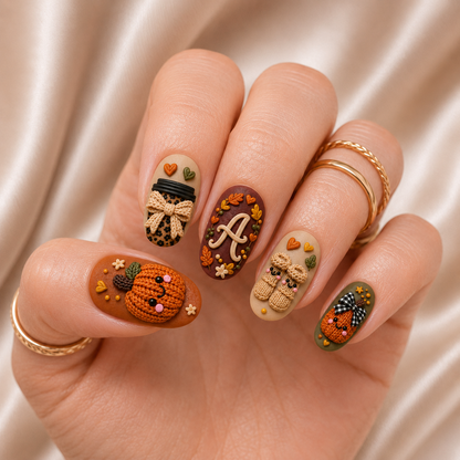 Cozy Pumpkin - Personalized Press-On Nails