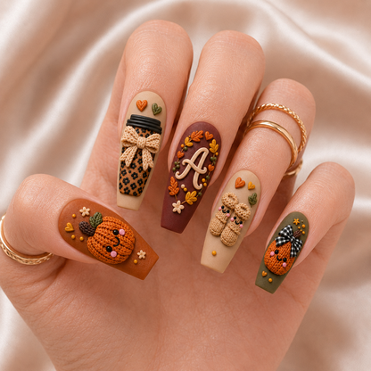 Cozy Pumpkin - Personalized Press-On Nails