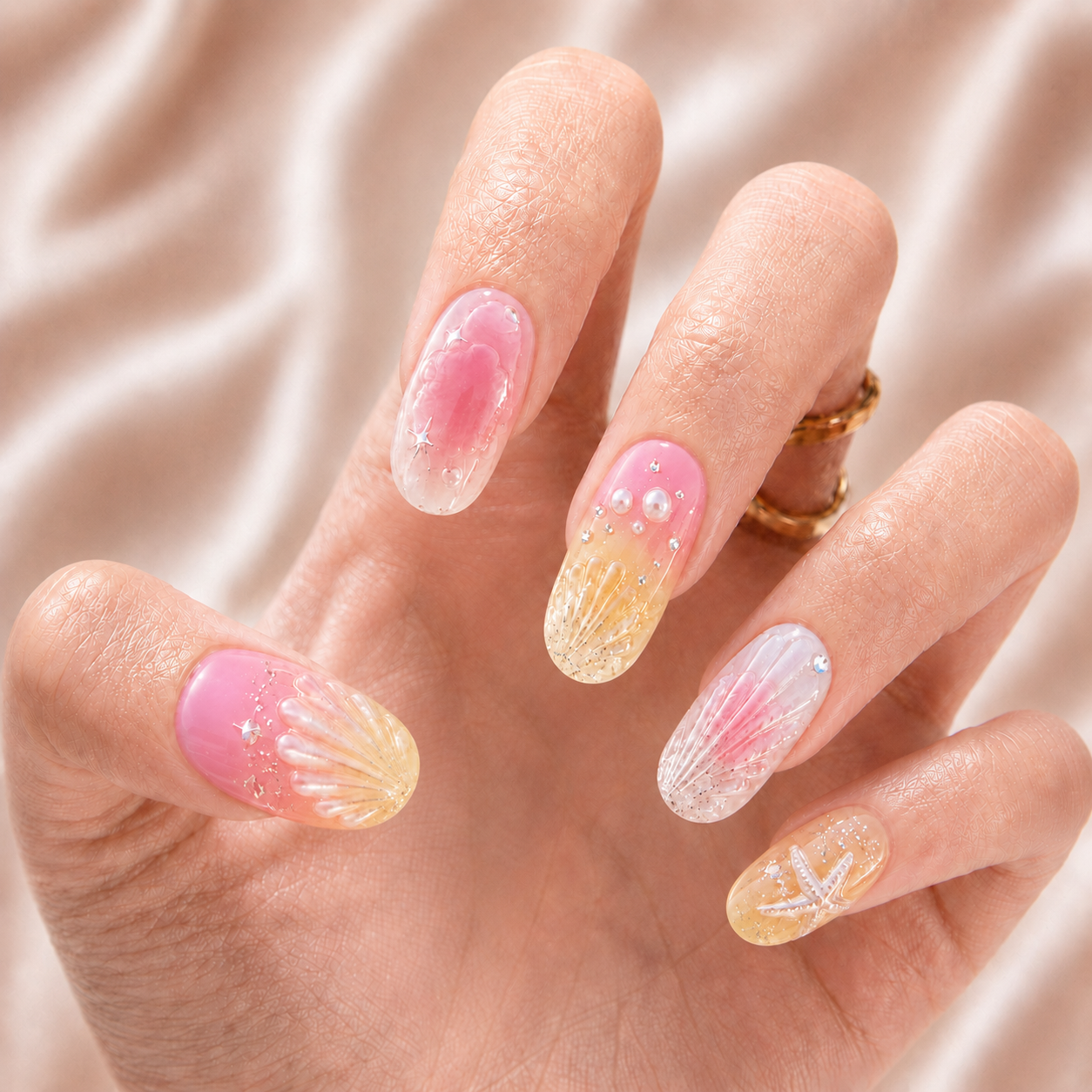 Glitter Seashell - Press-On Nails