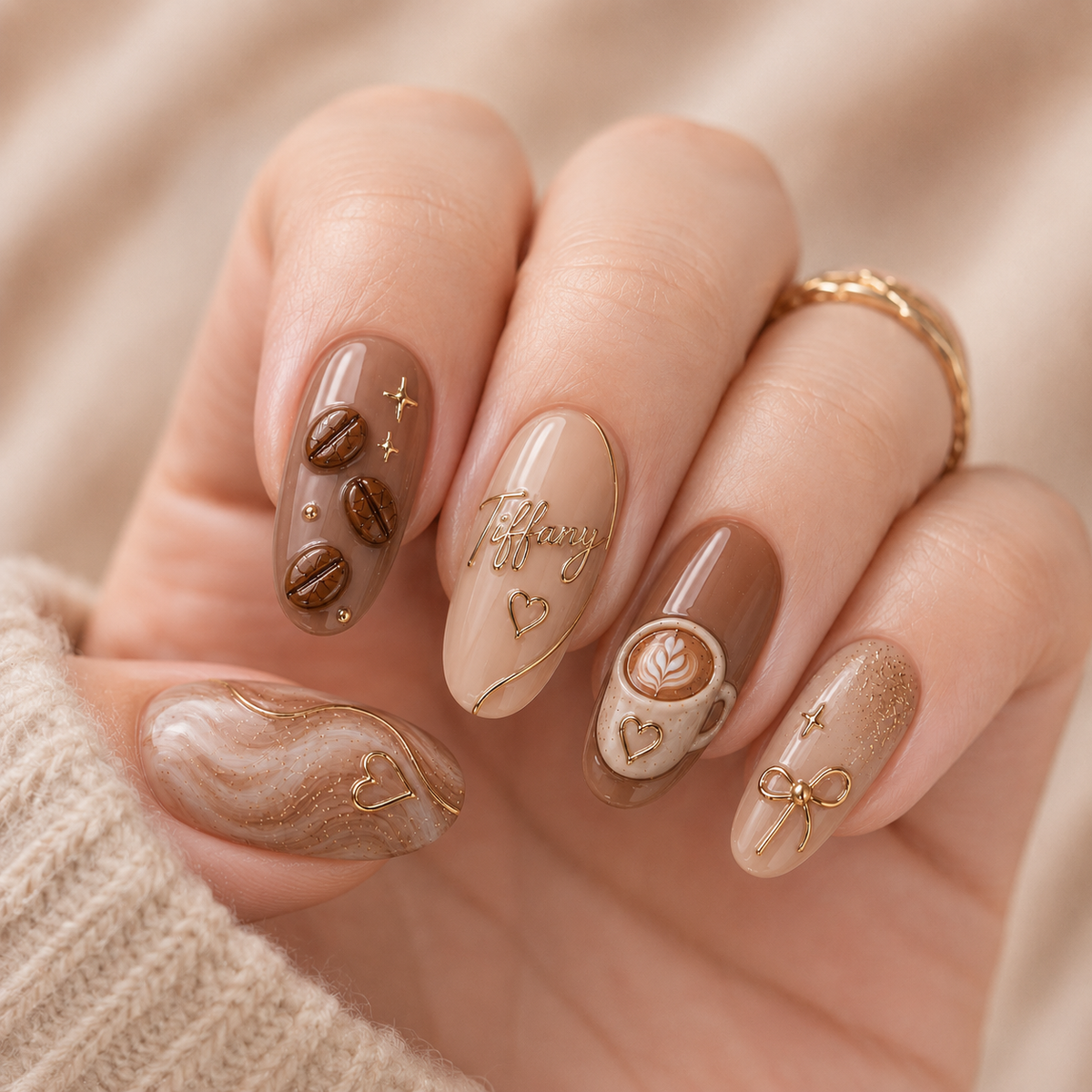 Coffee Date Besties – Personalized Press-On Nails