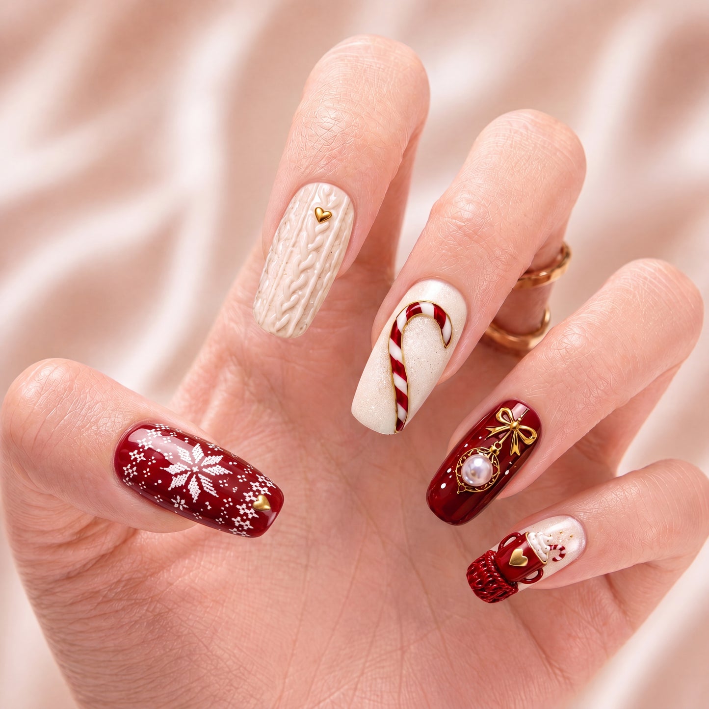 Cozy Christmas Charm – Personalized Press-On Nails