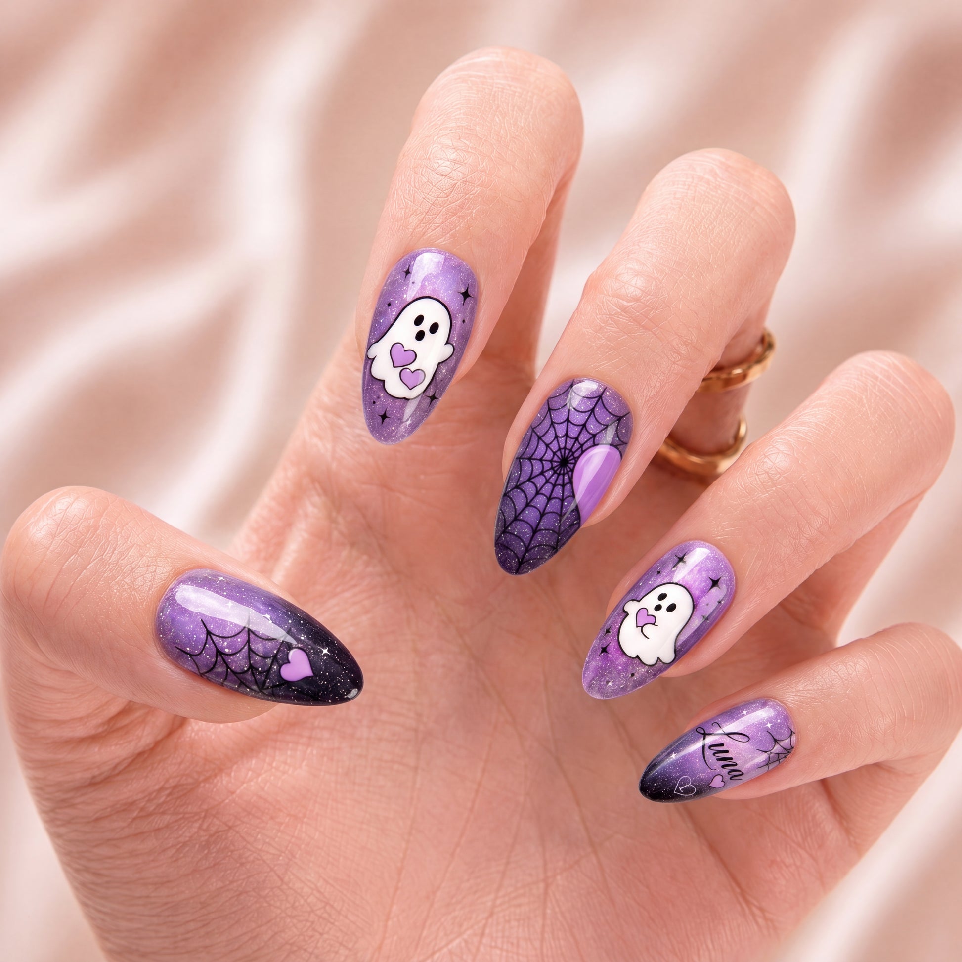 Ghost Hug Besties – Personalized Press-On Nails