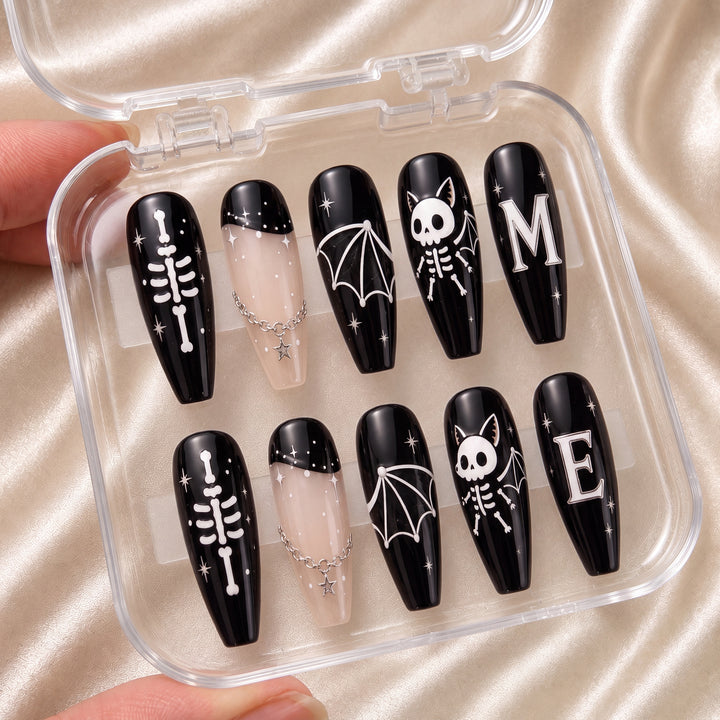 Skeleton Bat Bestie - Personalized Press-On Nails
