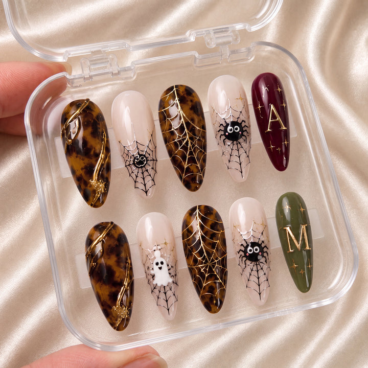 Tortoise Spider Bestie – Personalized Press-On Nails