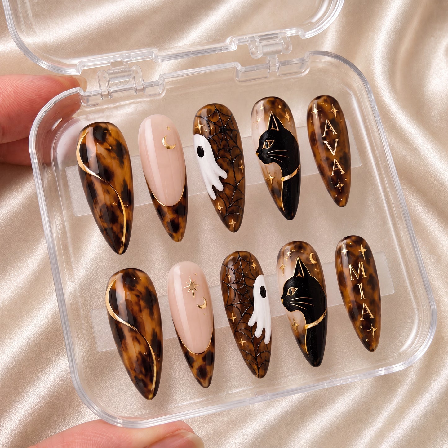 Tortoise Ghost Bestie  – Personalized Press-On Nails