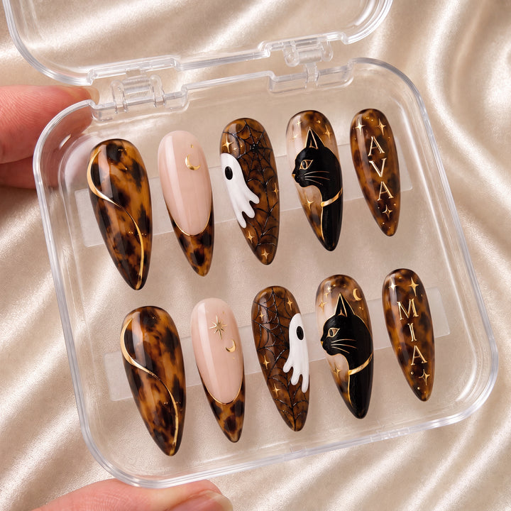 Tortoise Ghost Bestie  – Personalized Press-On Nails