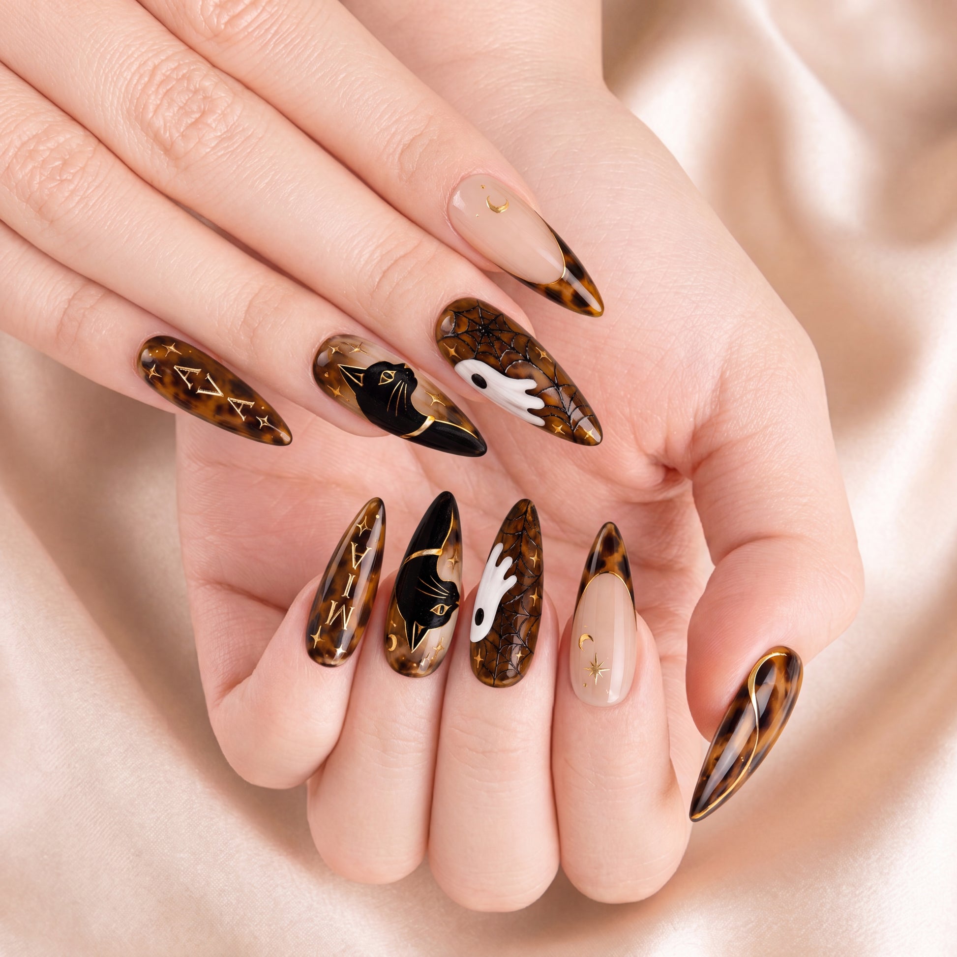 Tortoise Ghost Bestie  – Personalized Press-On Nails