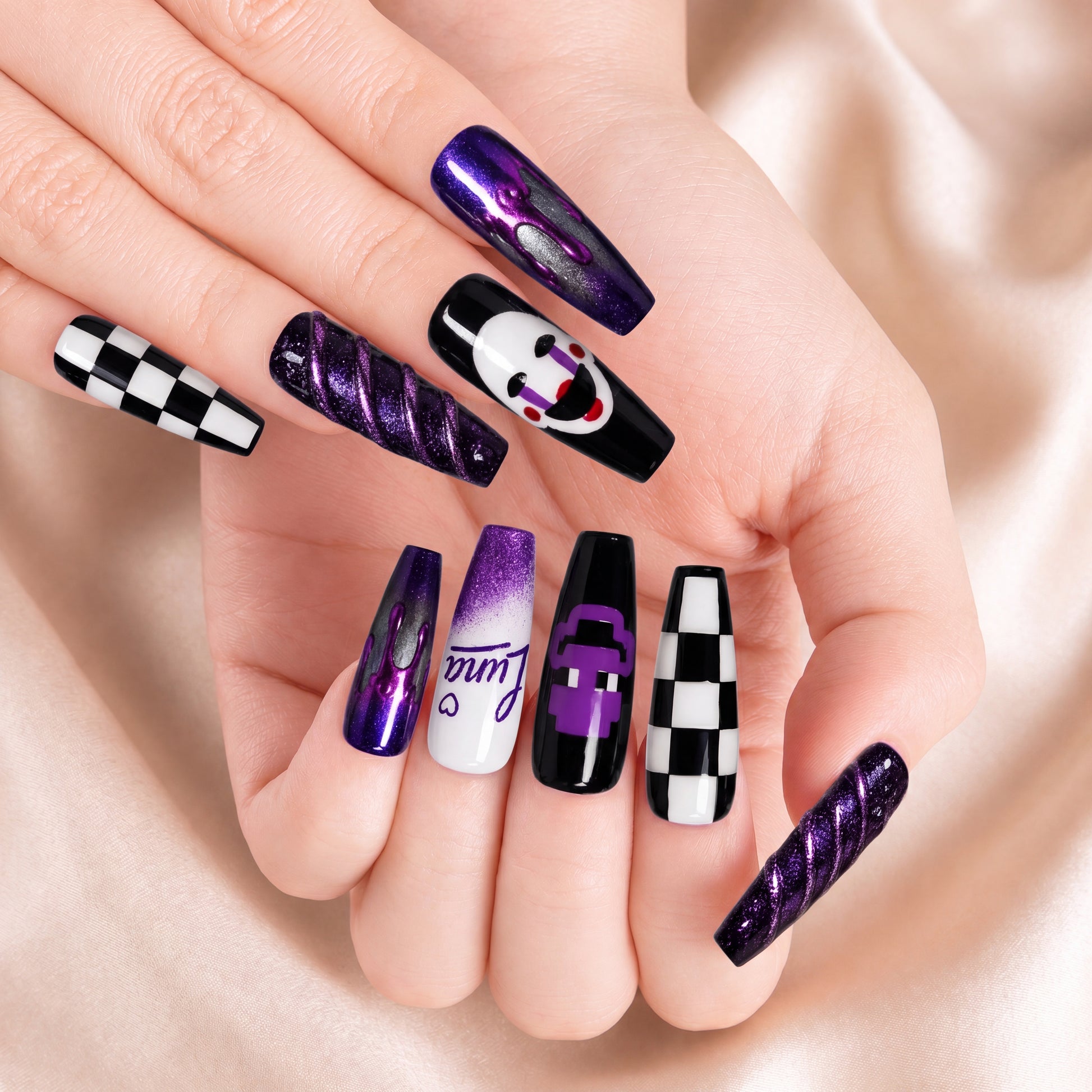 Custom Purple Puppet – Personalized Press-On Nails