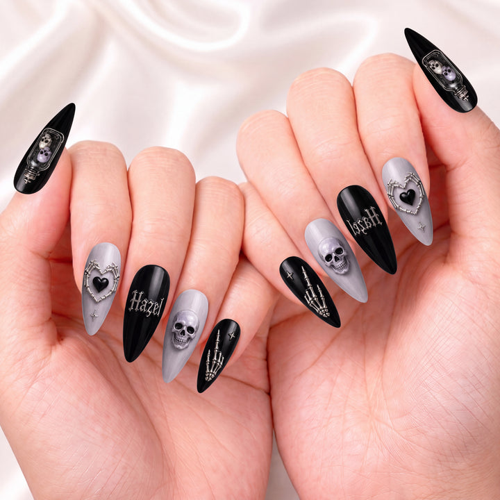 Silver Skull Ritual- Personalized Press-On Nails