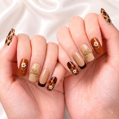 Caramel Wildflower Muse - Personalized Press-On Nails