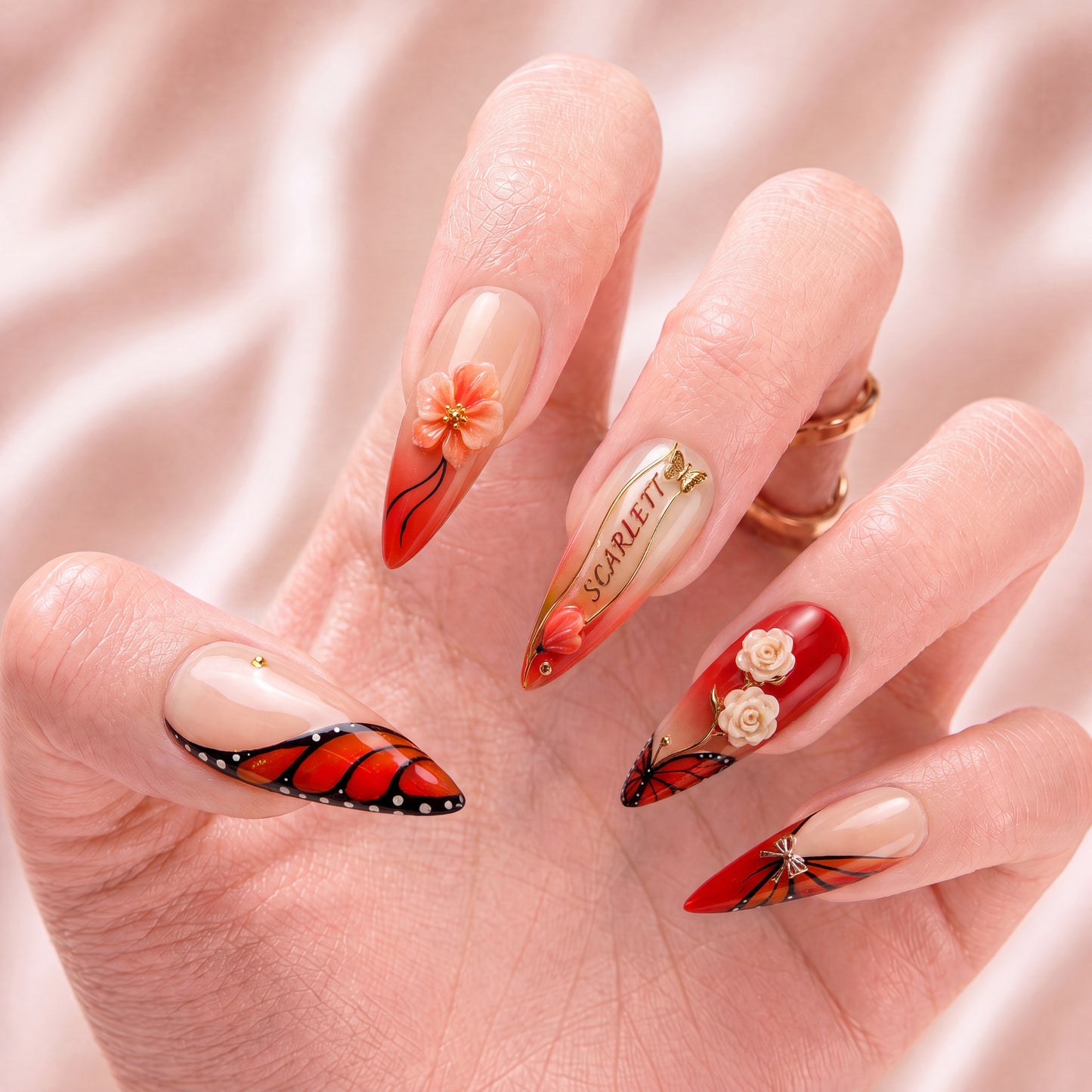 Monarch Blossom - Personalized Press-On Nails