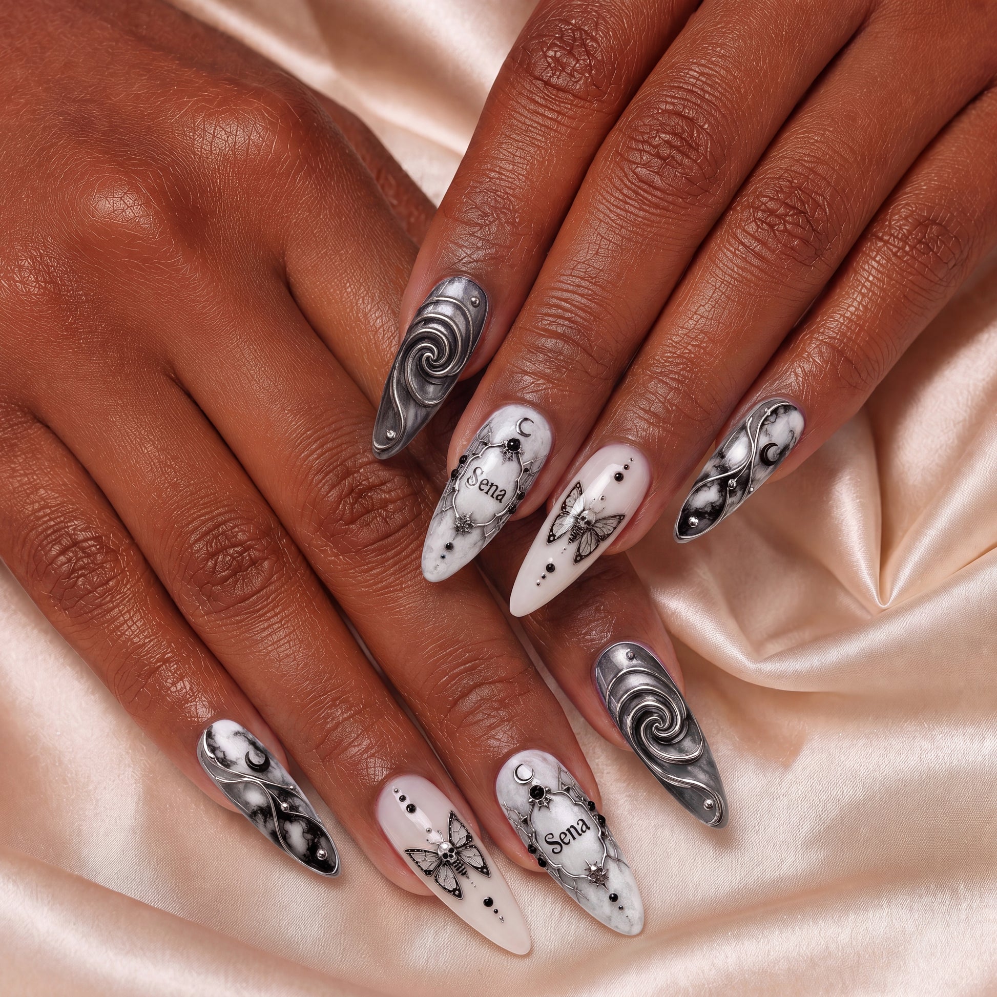 Eclipsed Ivory - Personalized Press-On Nails