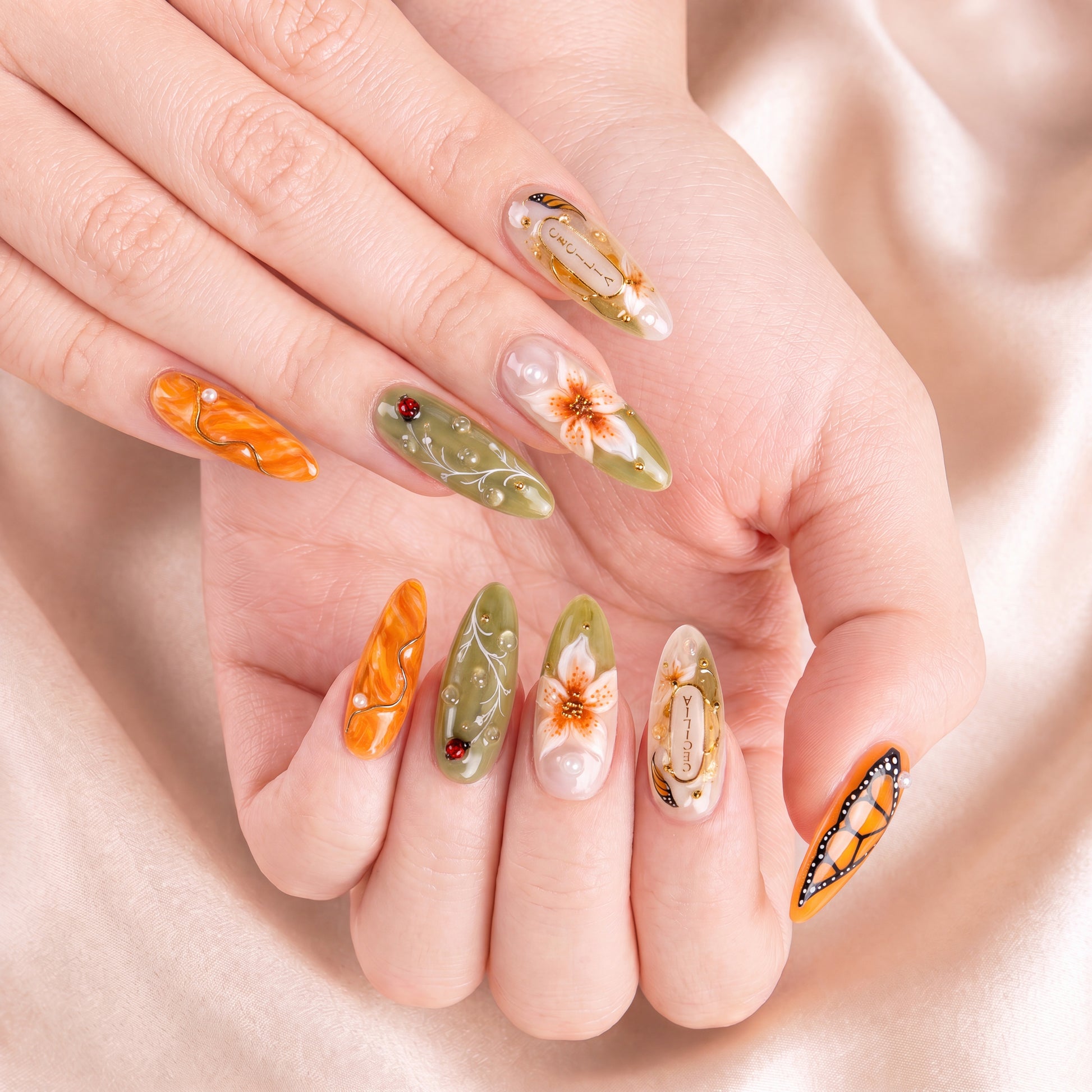 Monarch Meadow - Personalized Press-On Nails