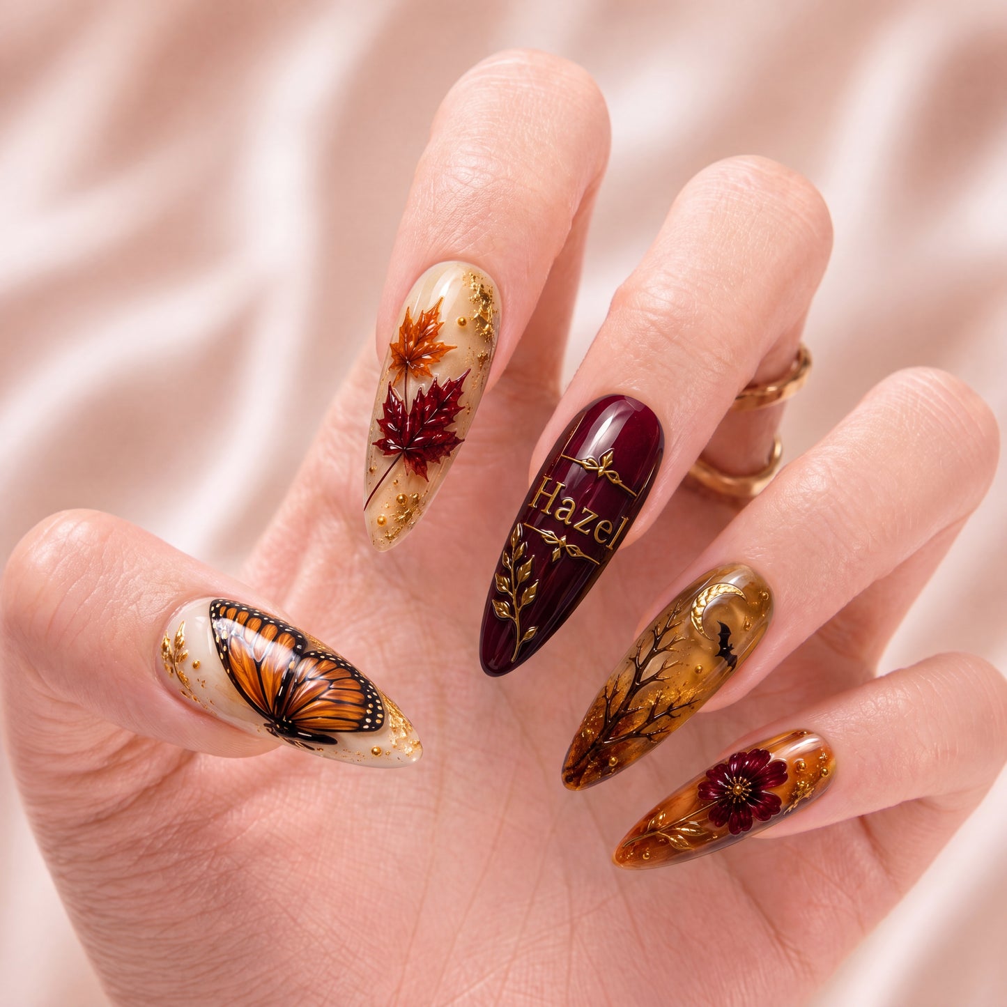 Crimson Winged Equinox - Personalized Press-On Nails