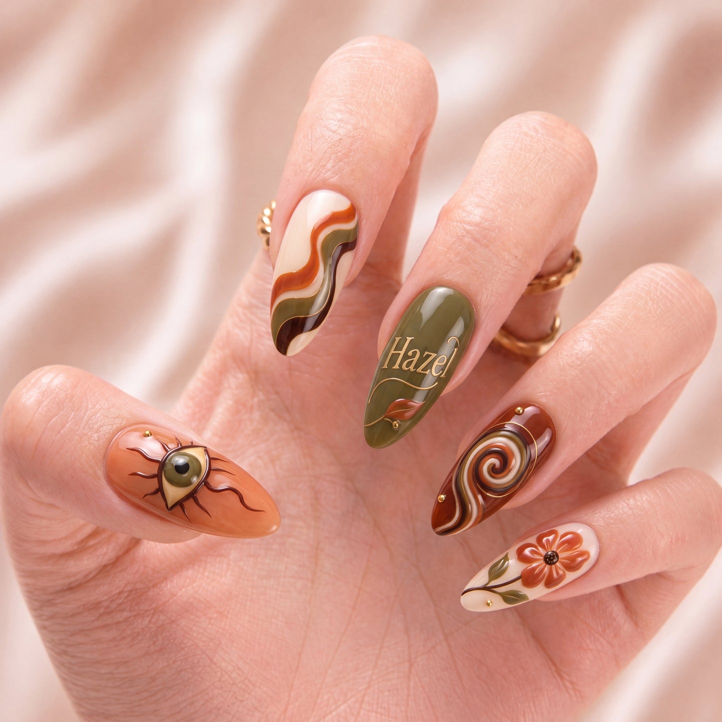 Terracotta Oracle Bloom - Personalized Press-On Nails