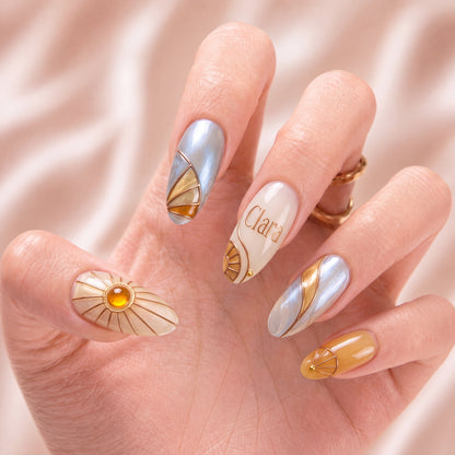 Amber Glass Daybreak- Personalized Press-On Nails