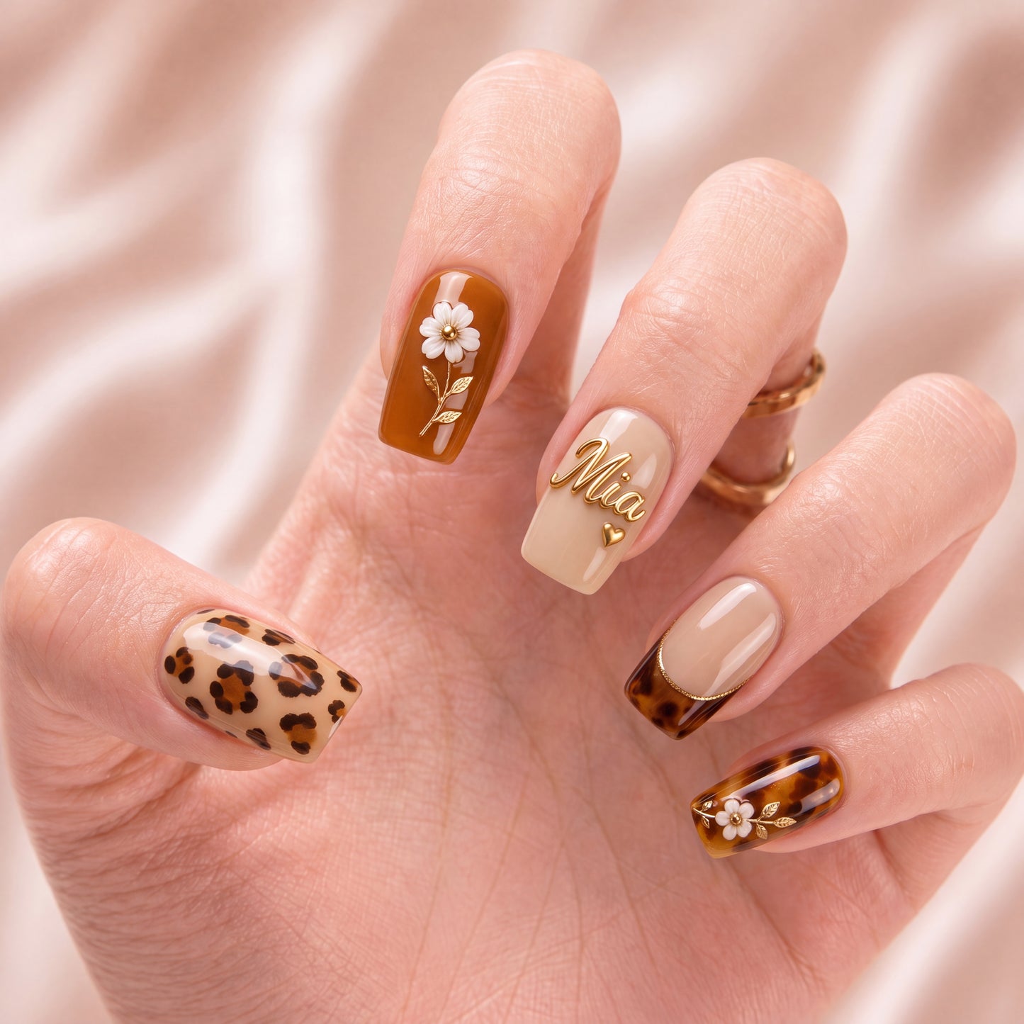 Caramel Wildflower Muse - Personalized Press-On Nails
