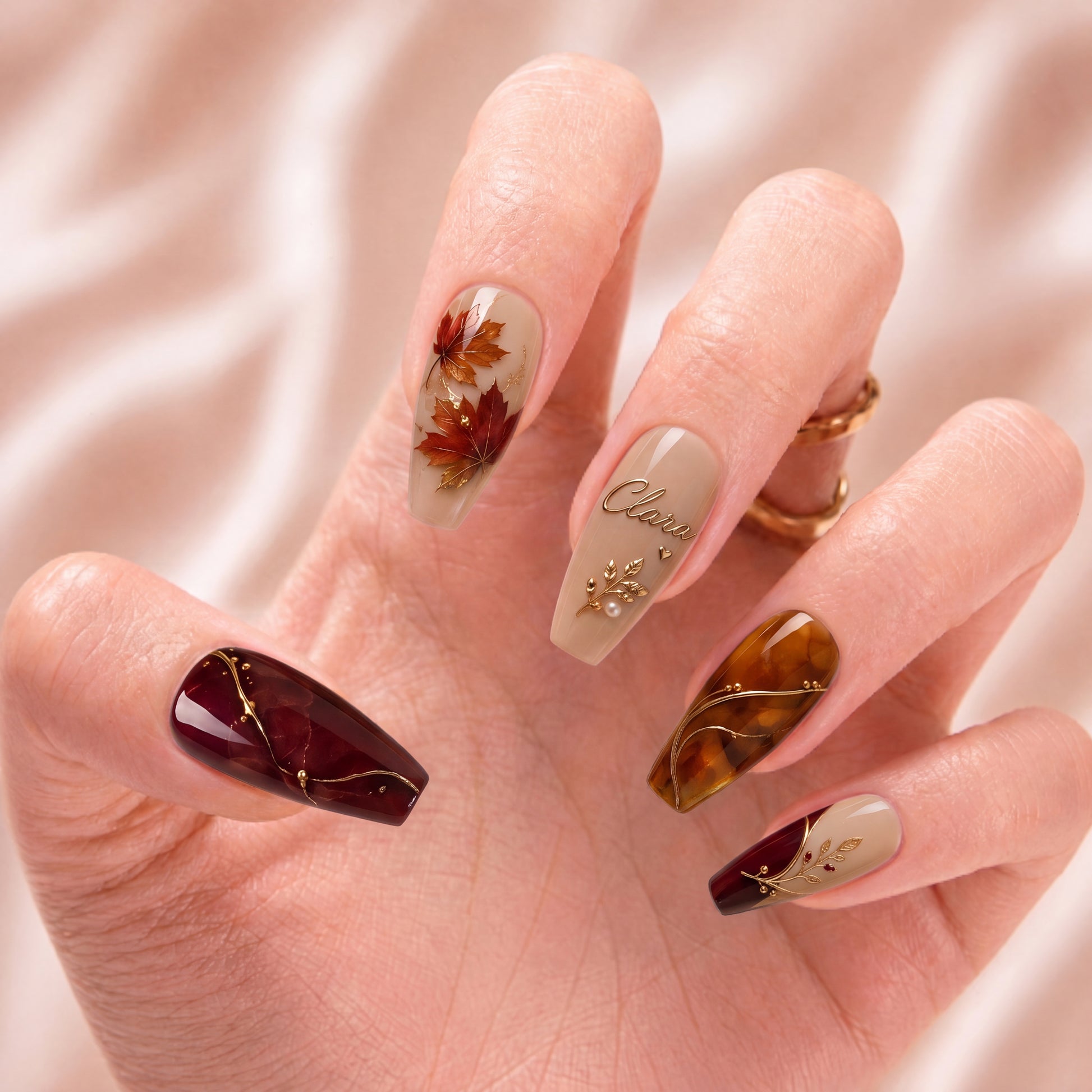Scarlet Leaf Sonata - Personalized Press-On Nails