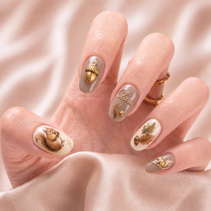 Woodland Acorn Keepsake - Personalized Press-On Nails